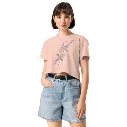 Whale Shark Line Art - Women's Crop T-Shirt - Sailfish Creative