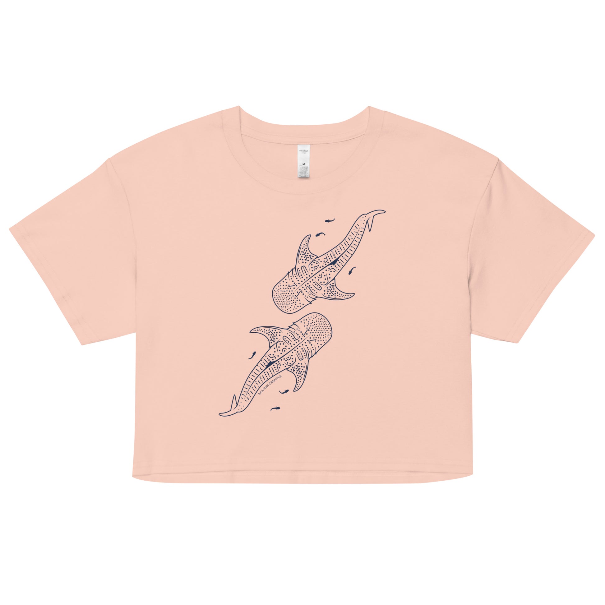 Whale Shark Line Art - Women's Crop T-Shirt - Sailfish Creative