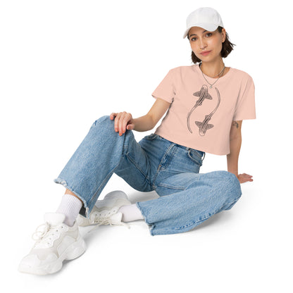 Leopard Shark Line Art - Women's Crop T-Shirt - Sailfish Creative