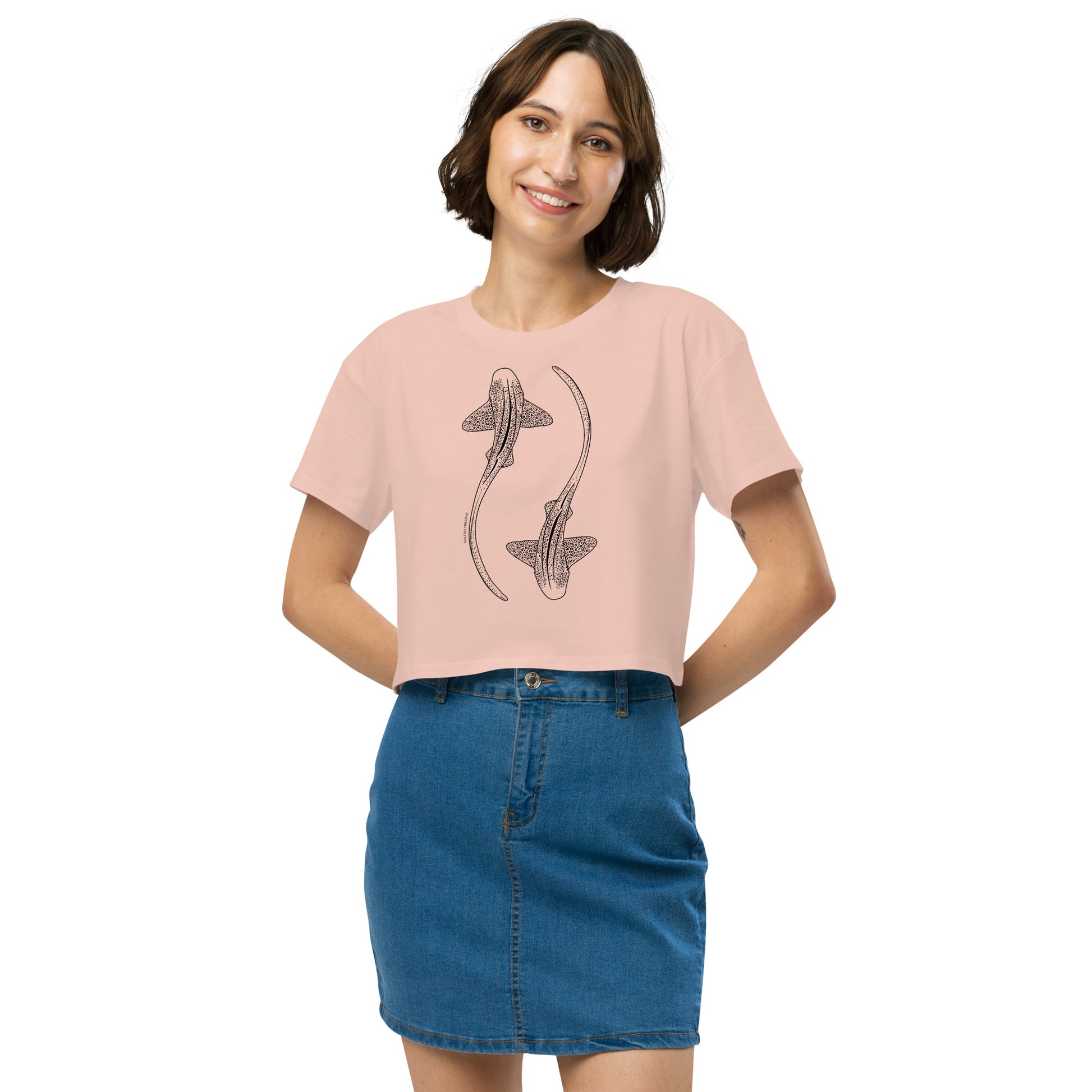 Leopard Shark Line Art - Women's Crop T-Shirt - Sailfish Creative