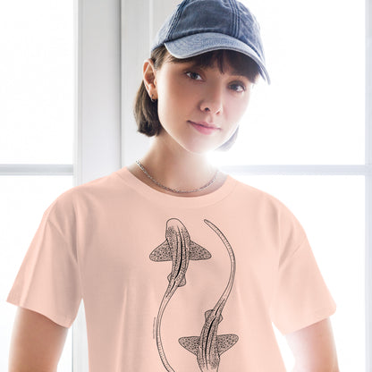 Leopard Shark Line Art - Women's Crop T-Shirt - Sailfish Creative