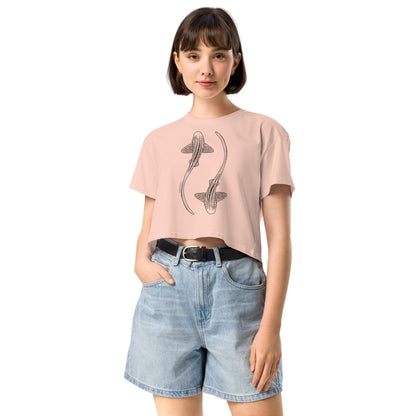 Leopard Shark Line Art - Women's Crop T-Shirt - Sailfish Creative