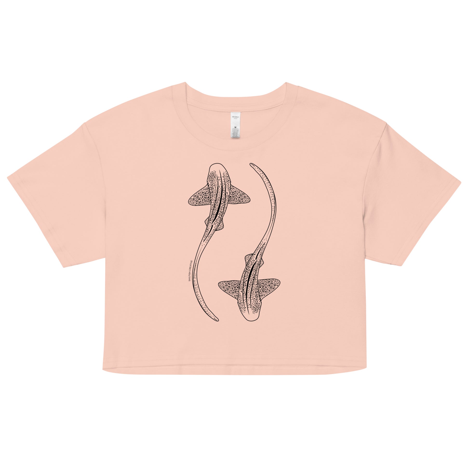 Leopard Shark Line Art - Women's Crop T-Shirt - Sailfish Creative
