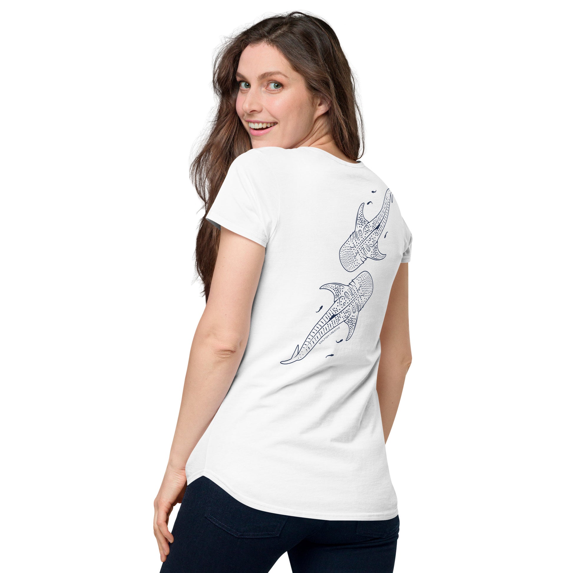 Whale Sharks Line Art - Women's Scoop Neck T-Shirt - Sailfish Creative