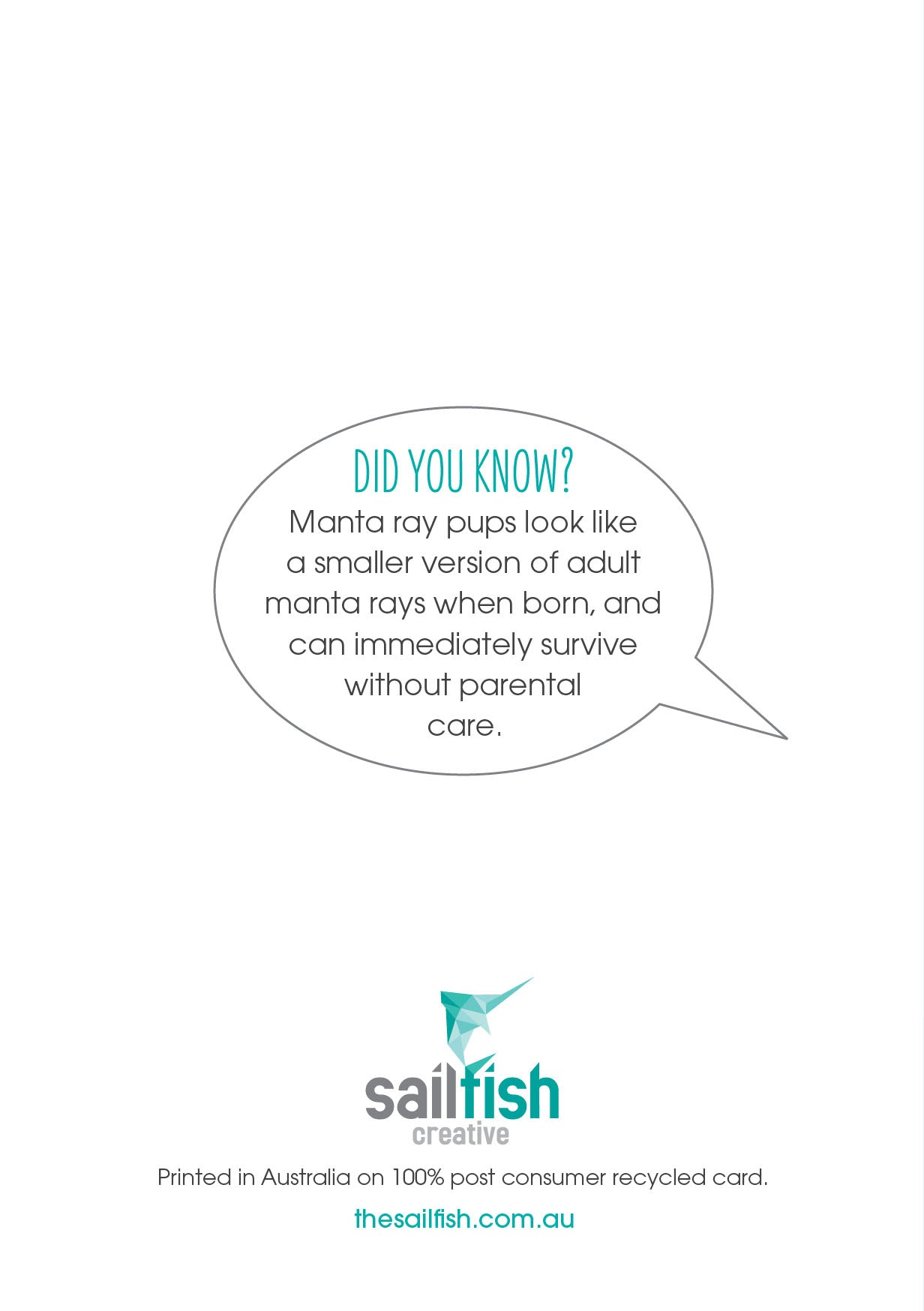 Baby Card - Mantarays - Sailfish Creative