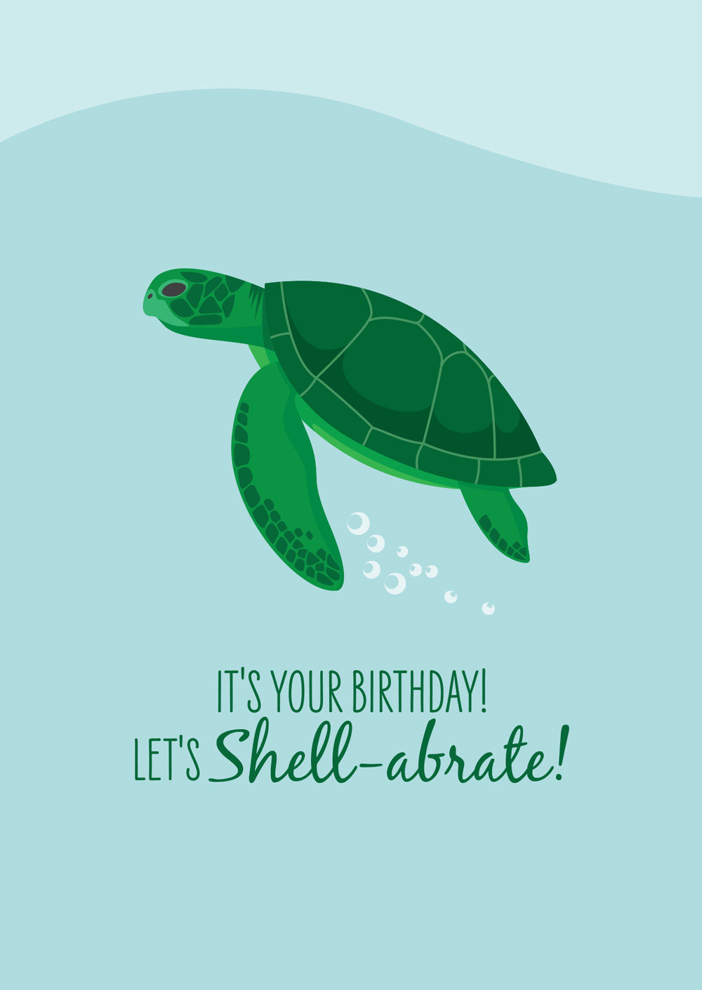 Birthday Card - Green Turtle