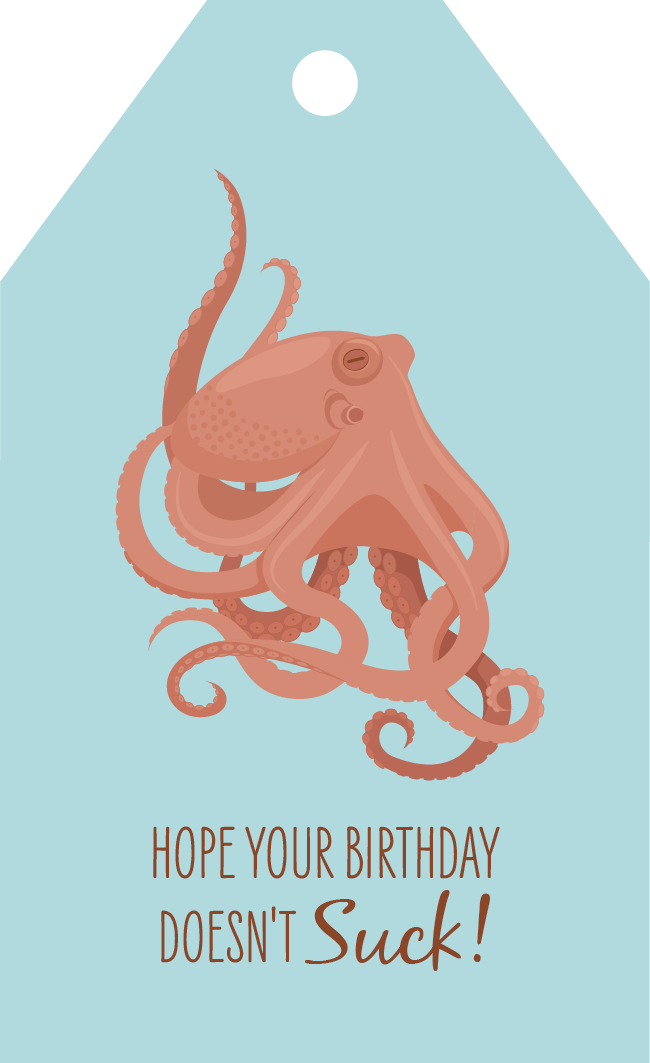 Birthday Gift Tag - Octopus