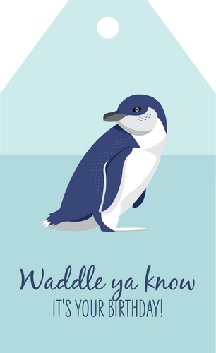 Birthday Gift Tag - Little Blue Penguin