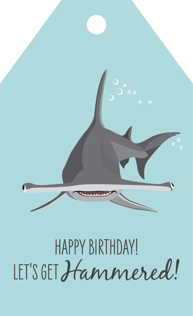 Birthday Gift Tag - Hammerhead Shark