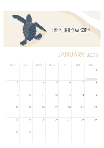 2023 Calendar A5 Sheets