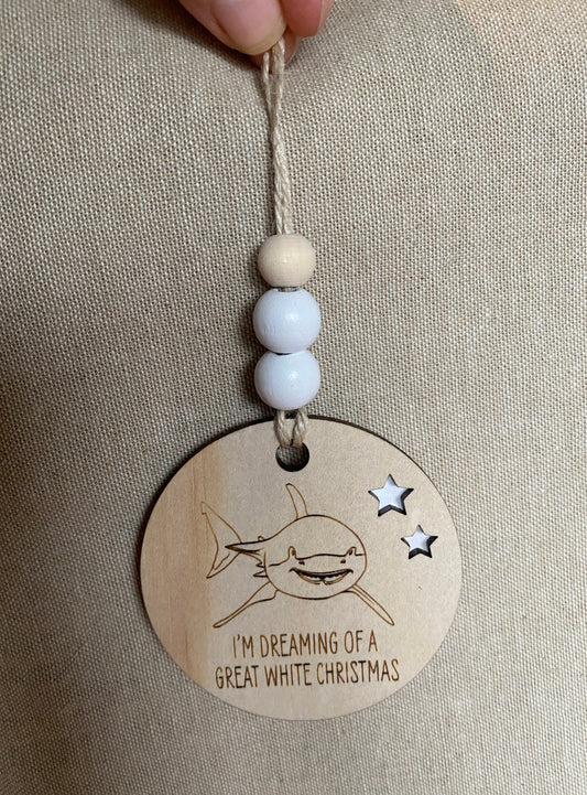 Wooden Christmas Decoration - Great White Shark - Sailfish Creative