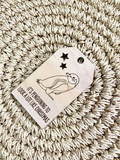 Wooden Christmas Swing Tag - Little Penguin - Sailfish Creative