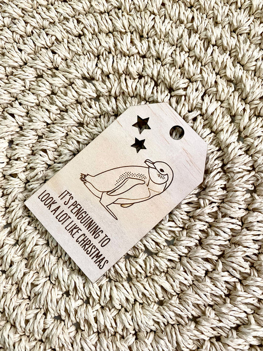 Wooden Christmas Swing Tag - Little Penguin - Sailfish Creative