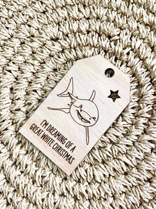 Wooden Christmas Swing Tag - Great White Shark