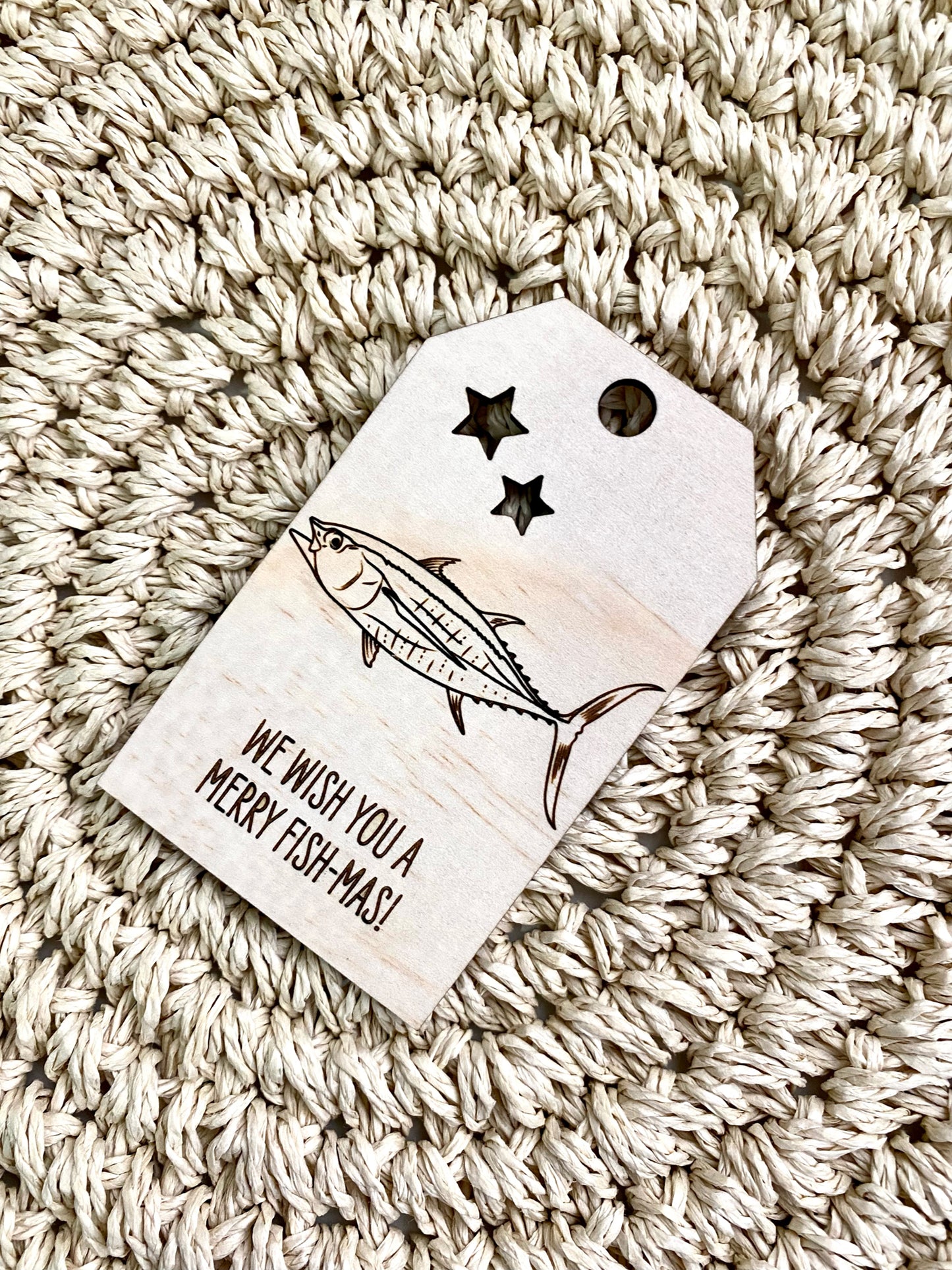 Wooden Christmas Swing Tag - Tuna Fish - Sailfish Creative