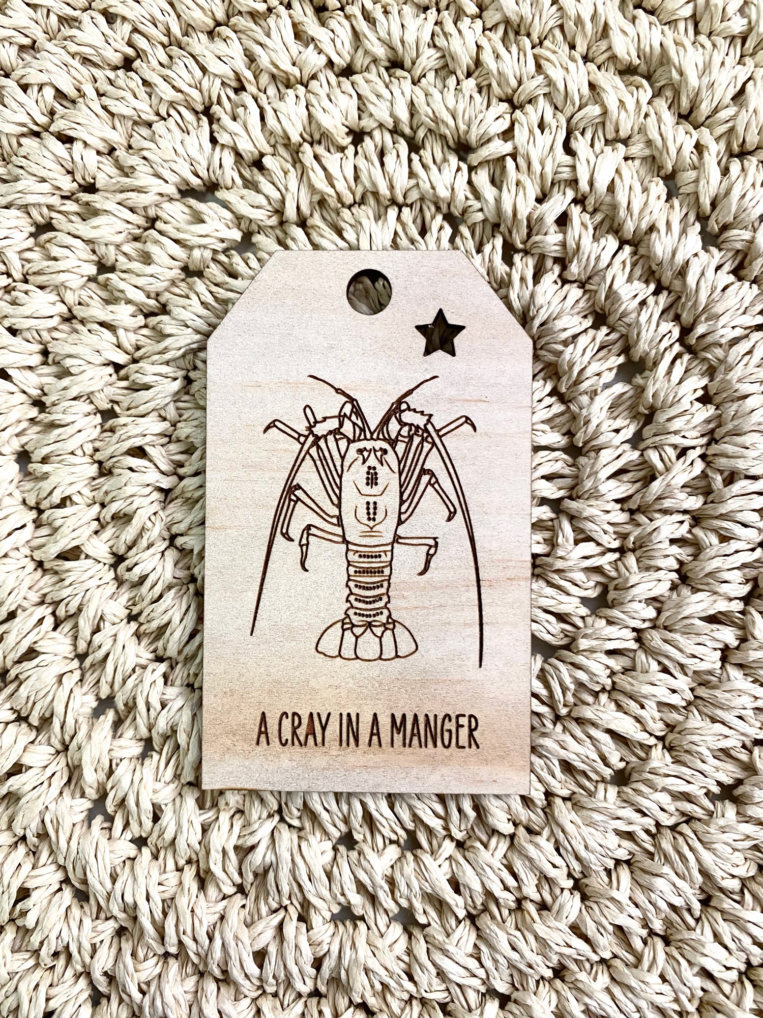 Wooden Christmas Swing Tag - Rock Lobster Crayfish - Sailfish Creative