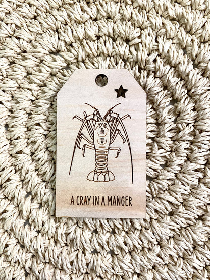 Wooden Christmas Swing Tag - Rock Lobster Crayfish - Sailfish Creative