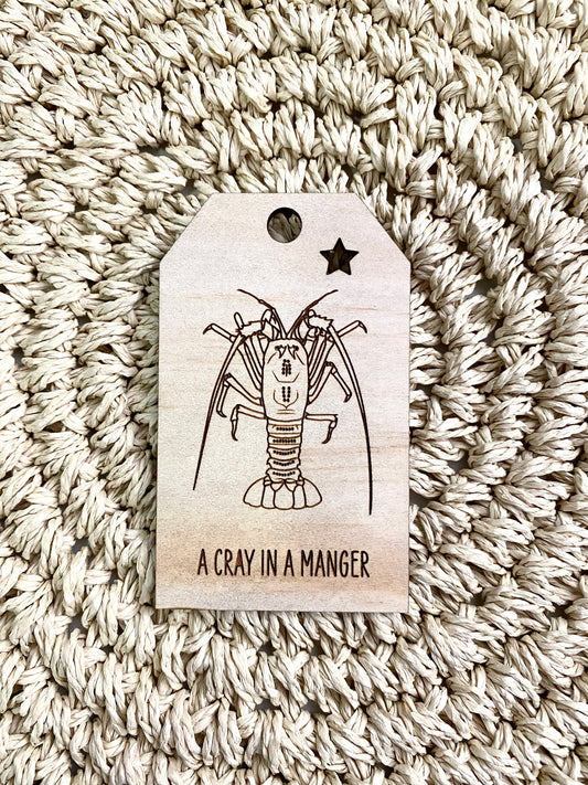 Wooden Christmas Swing Tag - Rock Lobster Crayfish - Sailfish Creative