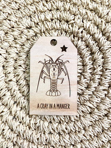 Wooden Christmas Swing Tag - Rock Lobster Crayfish