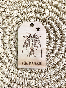 Wooden Christmas Swing Tag - Rock Lobster Crayfish