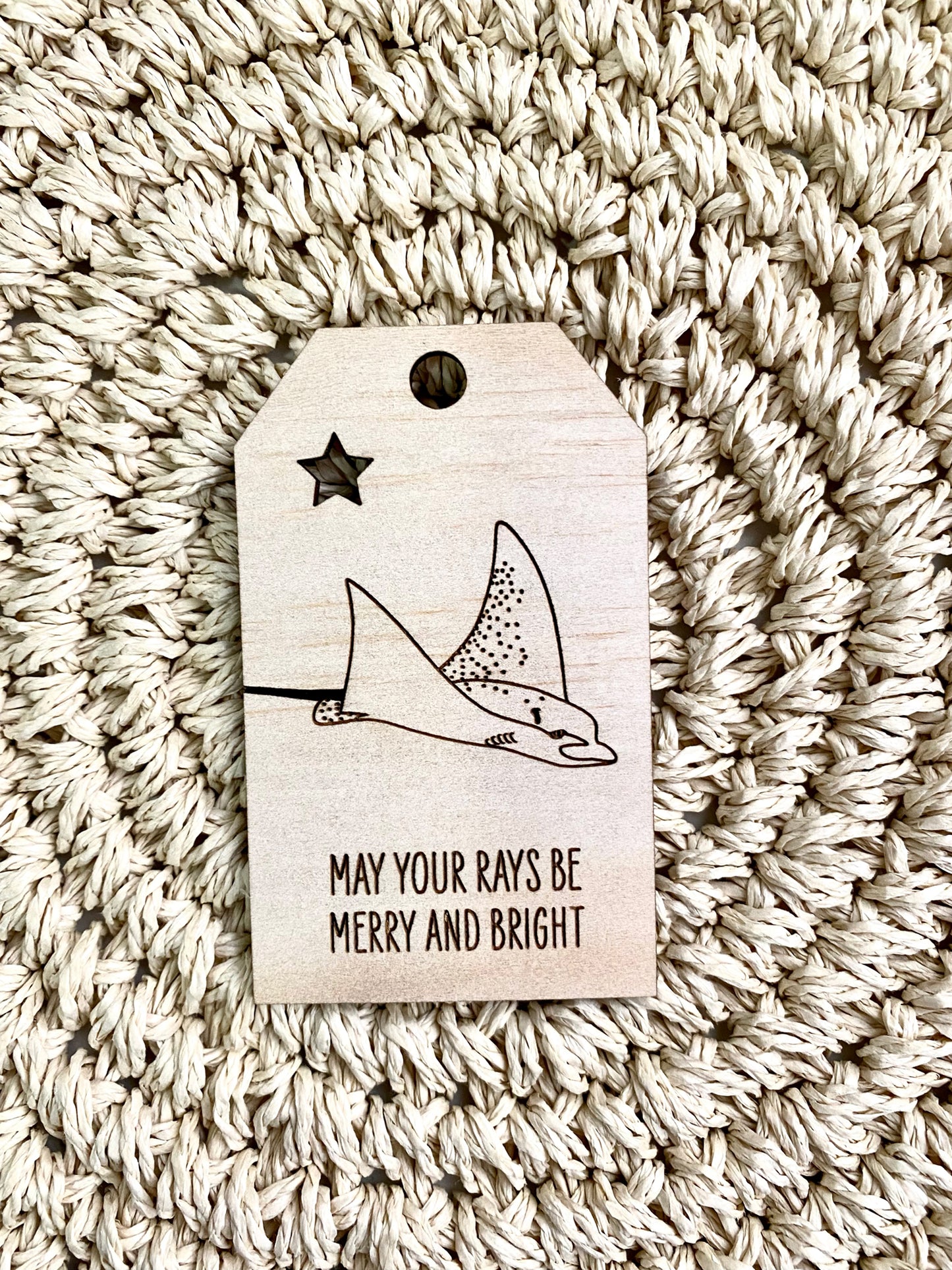 Wooden Christmas Swing Tag - Spotted Eagle Ray - Sailfish Creative