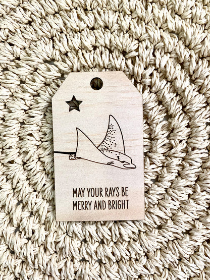 Wooden Christmas Swing Tag - Spotted Eagle Ray - Sailfish Creative