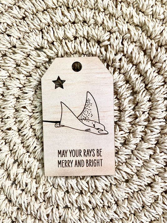 Wooden Christmas Swing Tag - Spotted Eagle Ray - Sailfish Creative