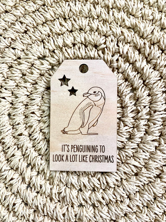Wooden Christmas Swing Tag - Little Penguin - Sailfish Creative