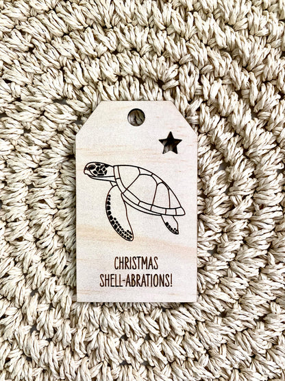 Wooden Christmas Swing Tag - Green Turtle - Sailfish Creative
