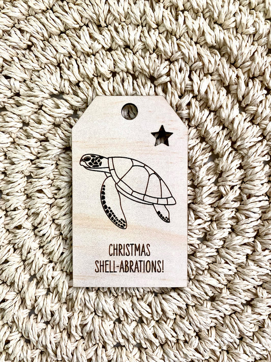Wooden Christmas Swing Tag - Green Turtle - Sailfish Creative