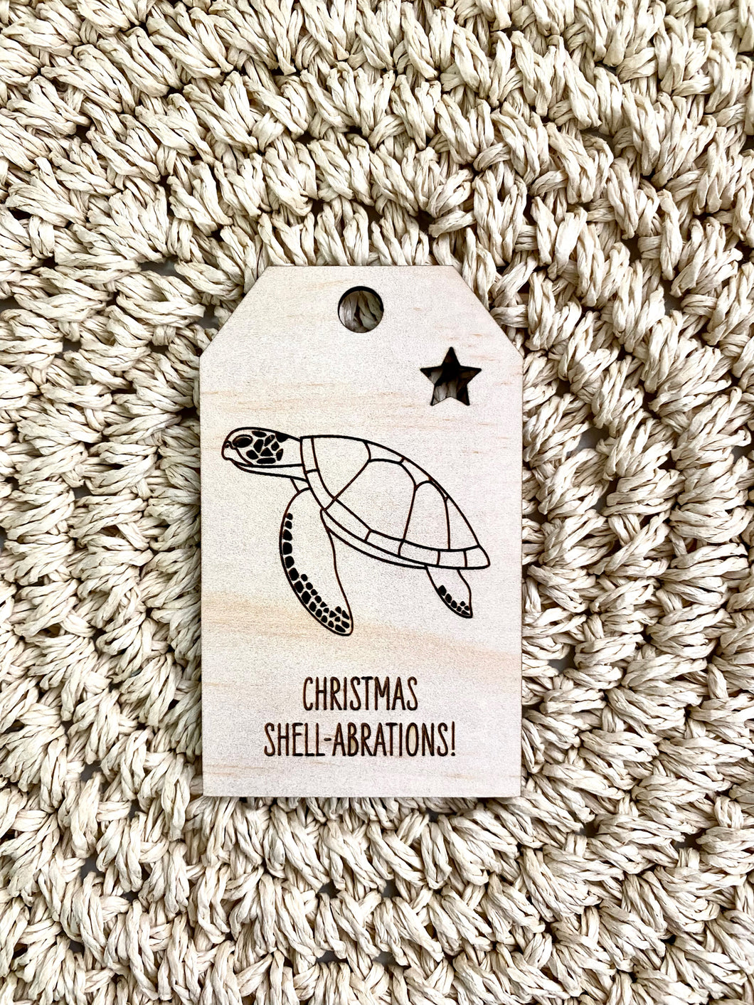 Wooden Christmas Swing Tag - Green Turtle