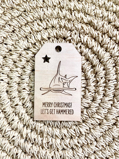 Wooden Christmas Swing Tag - Hammerhead Shark - Sailfish Creative
