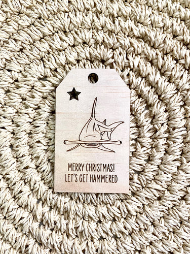 Wooden Christmas Swing Tag - Hammerhead Shark