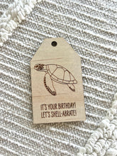 Load image into Gallery viewer, Wooden Birthday Gift Tag - Green Turtle