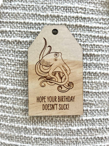 Wooden Birthday Gift Tag - Octopus