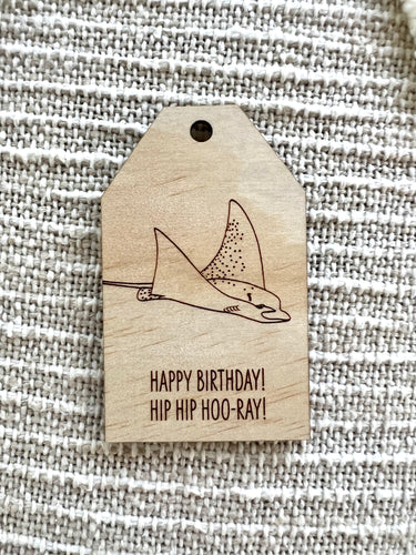 Wooden Birthday Gift Tag - Spotted Eagle Ray