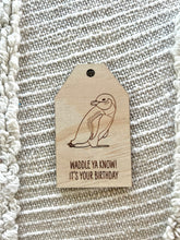 Load image into Gallery viewer, Wooden Birthday Gift Tag - Little Blue Penguin