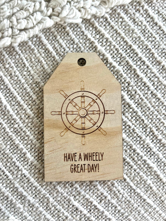 Wooden Gift Tag - Ships Wheel - Sailfish Creative