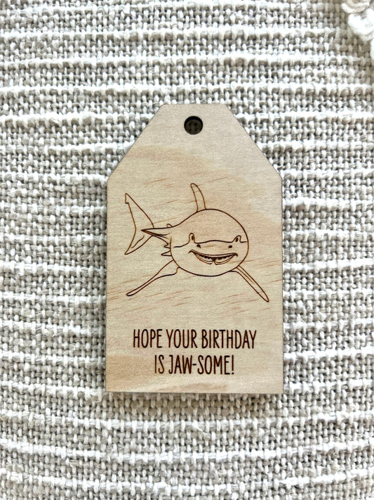 Wooden Birthday Gift Tag - Great White Shark - Sailfish Creative