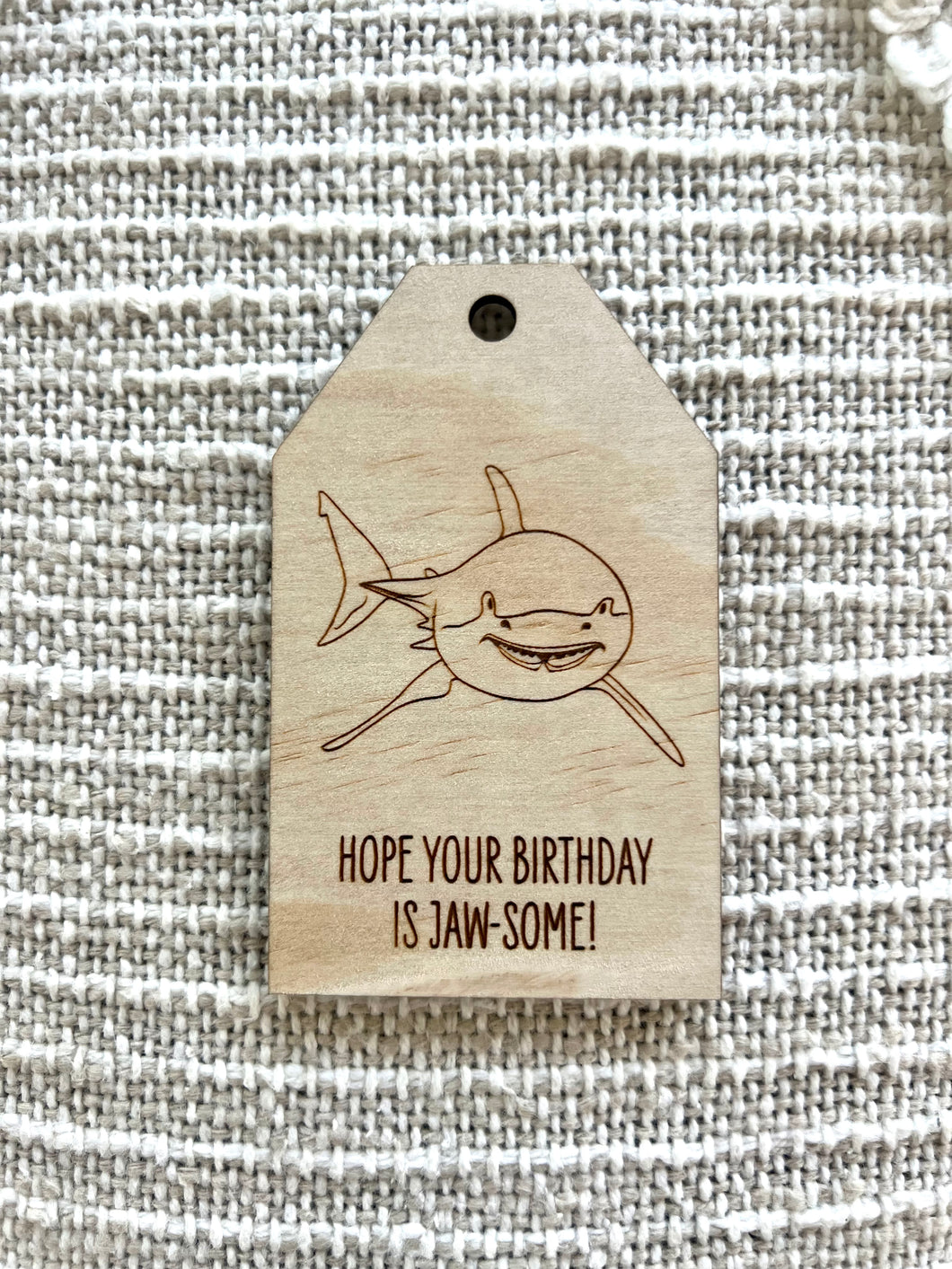 Wooden Birthday Gift Tag - Great White Shark
